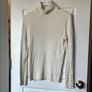Talbots Cream Ribbed Turtleneck Sweater